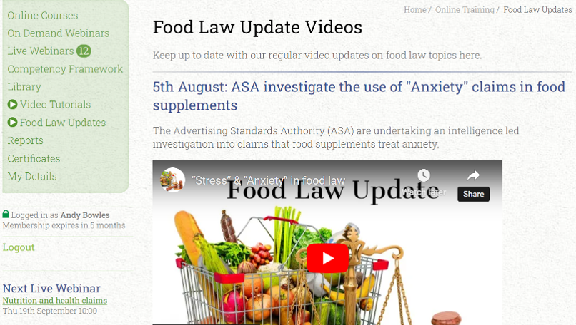 Food Law Updates